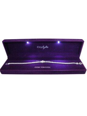City Lights Cubic Zirconia Tennis Bracelet, Silver Plated